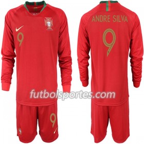 Camisetas Portugal ANDRE SILVA 9 Niño Primera Equipacion Mundial 2018 Manga Larga